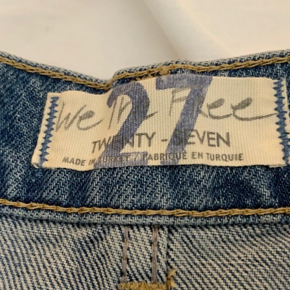 We The Free Hallie Distressed 100% Cotton Denim Mini Skirt Size 27 - Picture 12 of 13